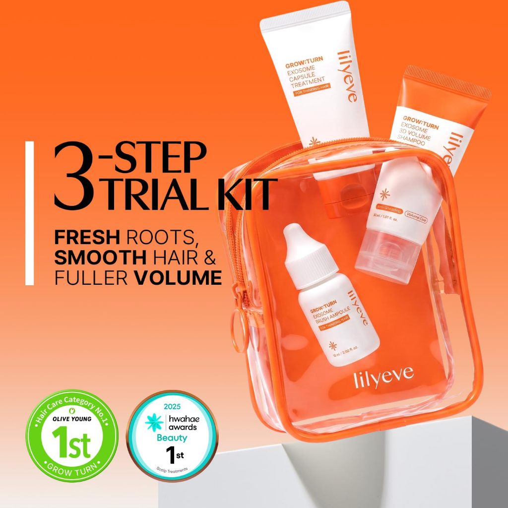 LILYEVE GROWTURN Hair Care Travel Kit / Shampoo 30ml, Treatment 30ml, Ampoule 15ml
