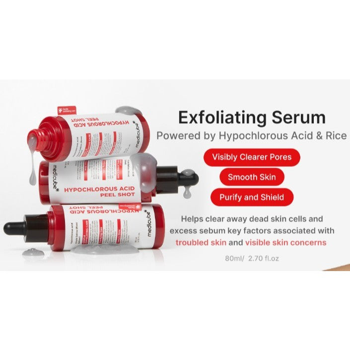 MEDICUBE Hypochlorous Acid Peel Shot 80ml, Kojic Acid Turmeric Peel Shot 80ml