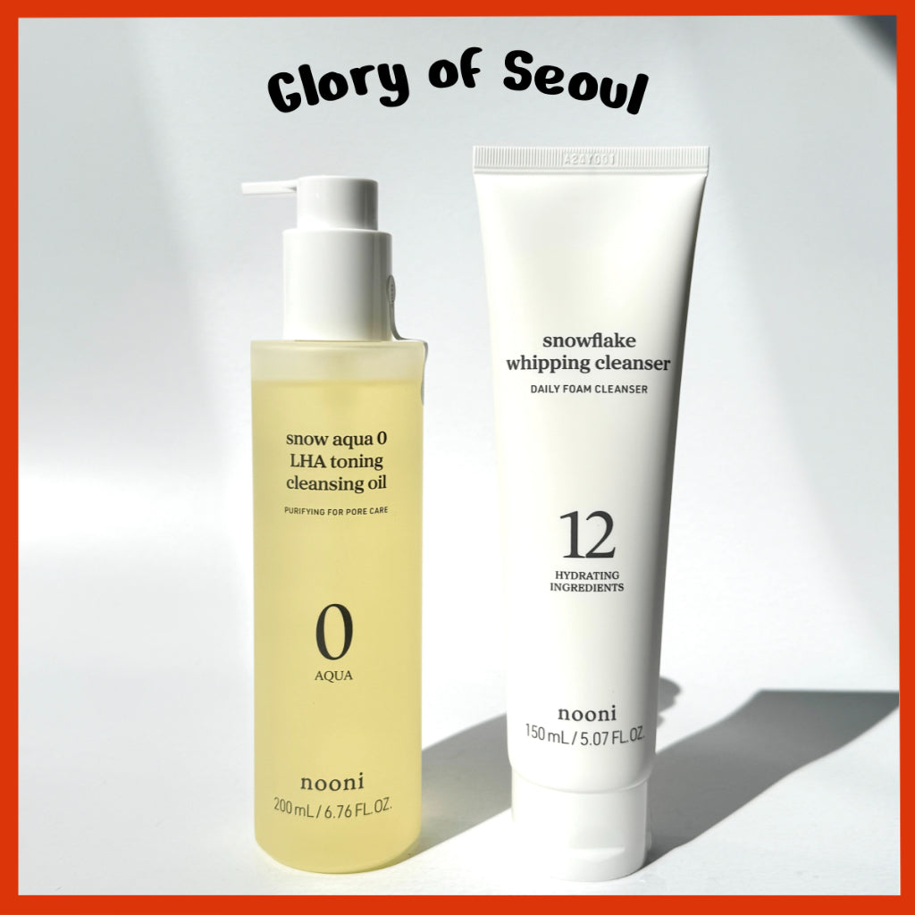 Colección de limpieza NOONI, 2 tipos (Aceite limpiador Snow Aqua 0 LHA 200 ml, Limpiador en espuma Snowflake 150 ml)