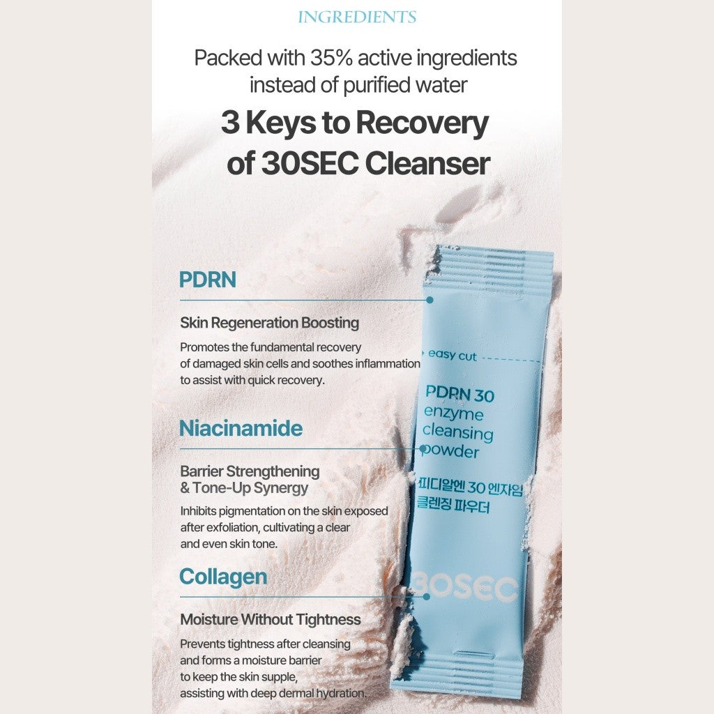 [NEW] 30SEC PDRN 30 Enzyme Cleansing Powder 300mg*24Sachets