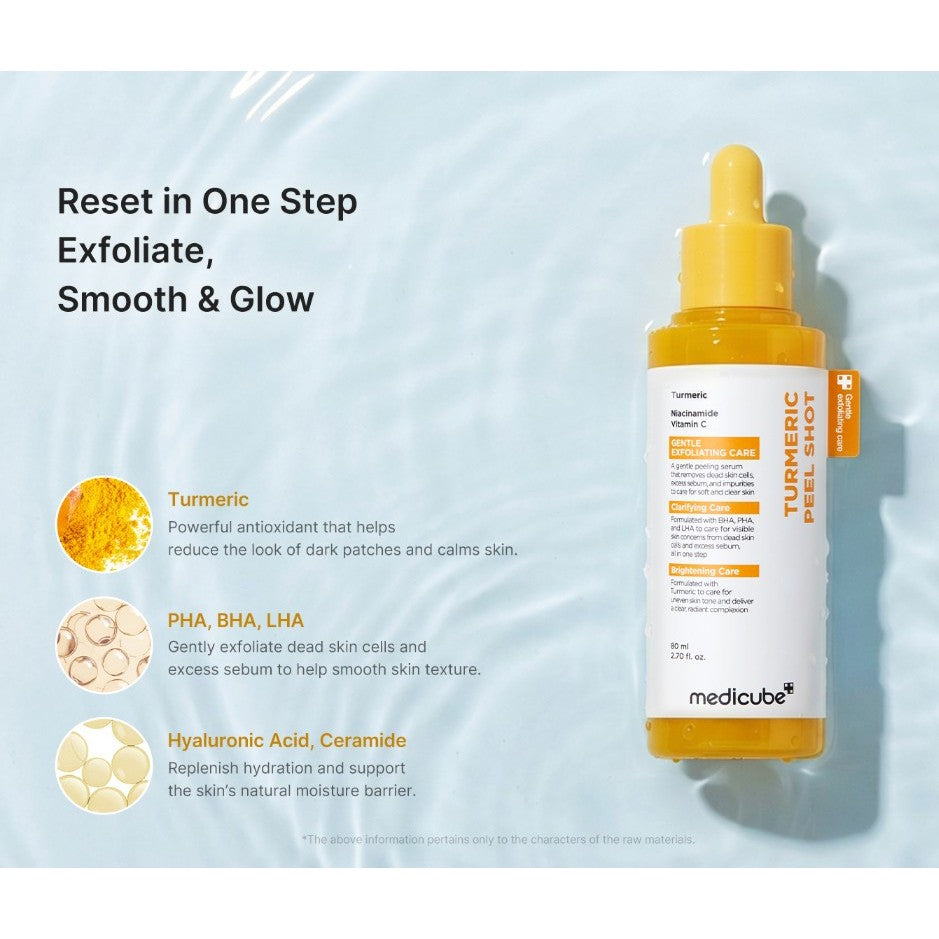 MEDICUBE Hypochlorous Acid Peel Shot 80ml, Kojic Acid Turmeric Peel Shot 80ml