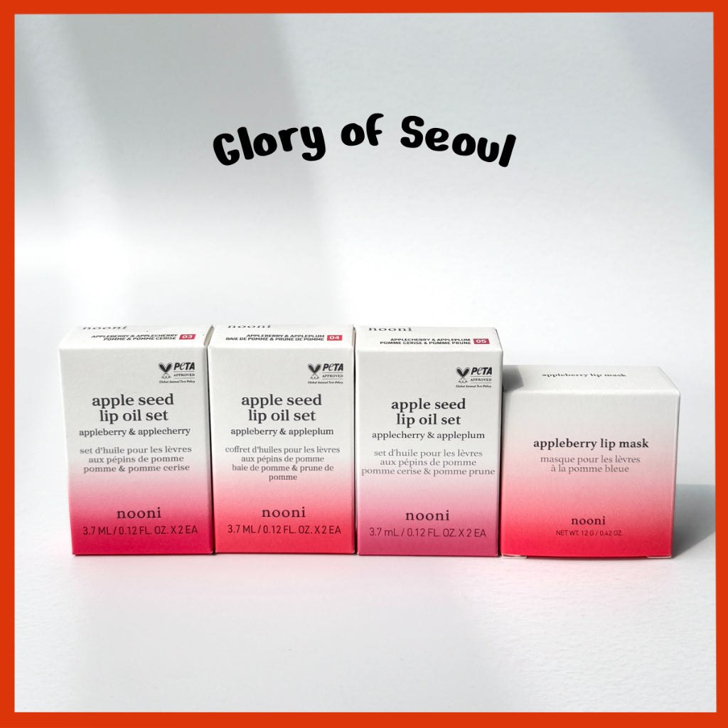 Set de aceite labial NOONI Apple Seed (3.7ml x 2 uds.), mascarilla labial Appleberry 12g