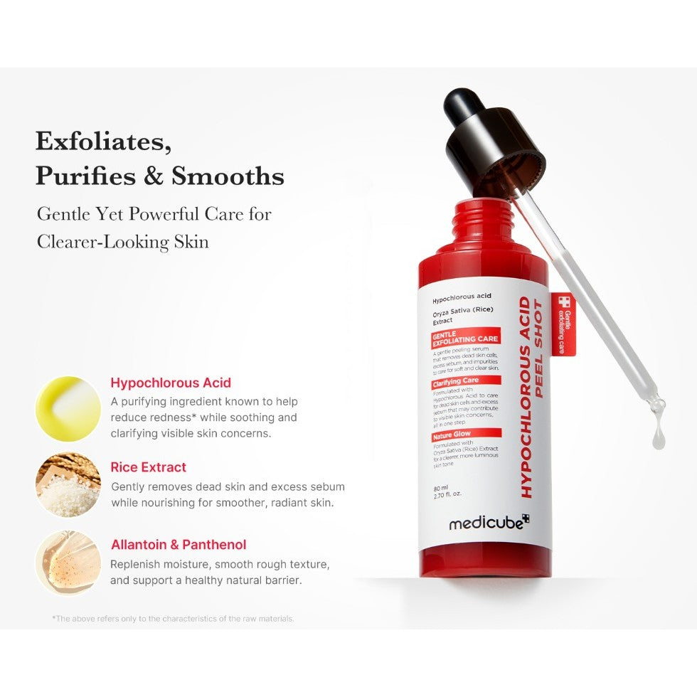 MEDICUBE Hypochlorous Acid Peel Shot 80ml, Kojic Acid Turmeric Peel Shot 80ml