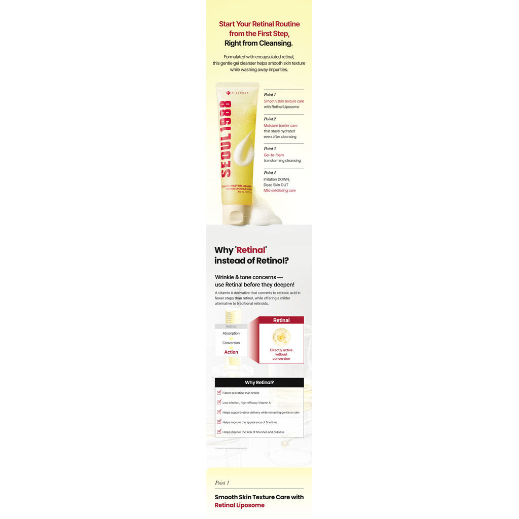 K-SECRET SEOUL 1988 Daily Gel Cleanser Retinal Liposome + Pear 150ml
