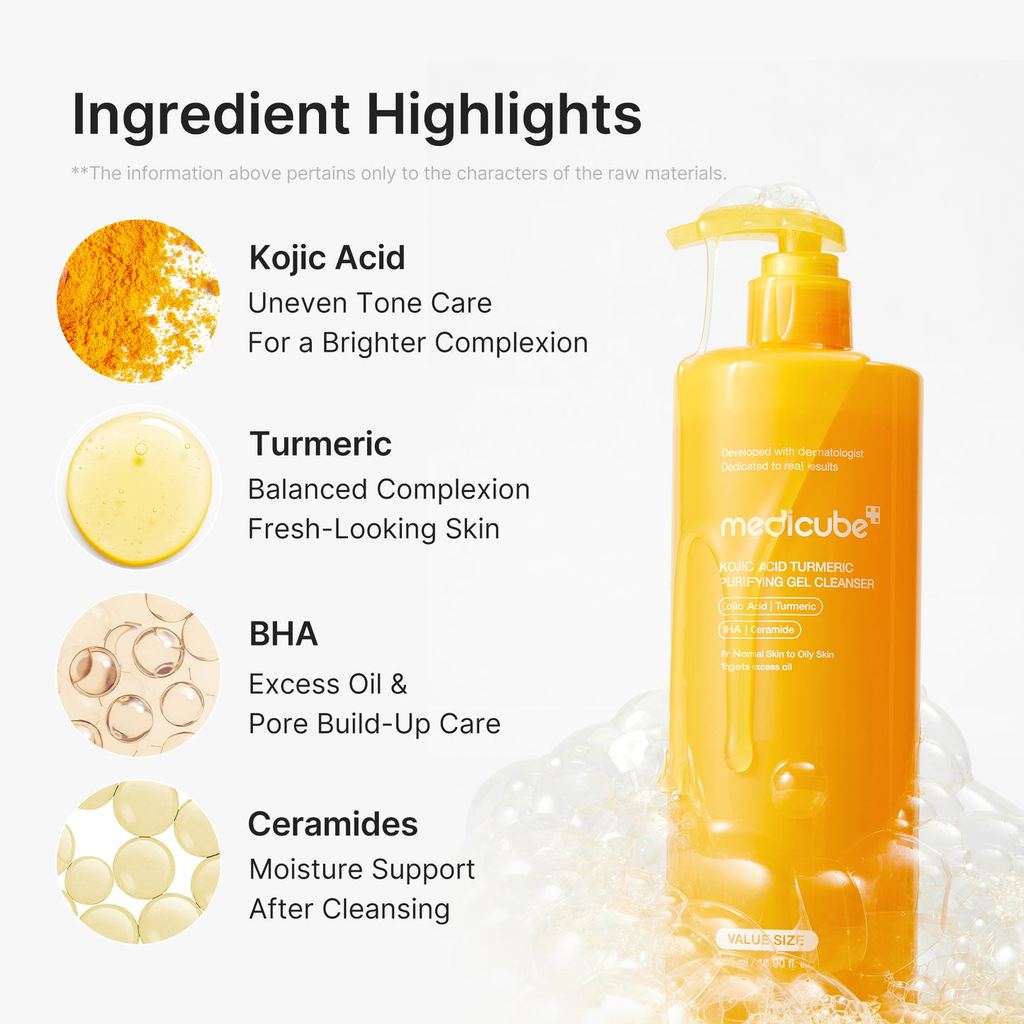 Limpiador en gel purificante de ácido kójico y cúrcuma MEDICUBE, 500 ml / 16.9 fl oz