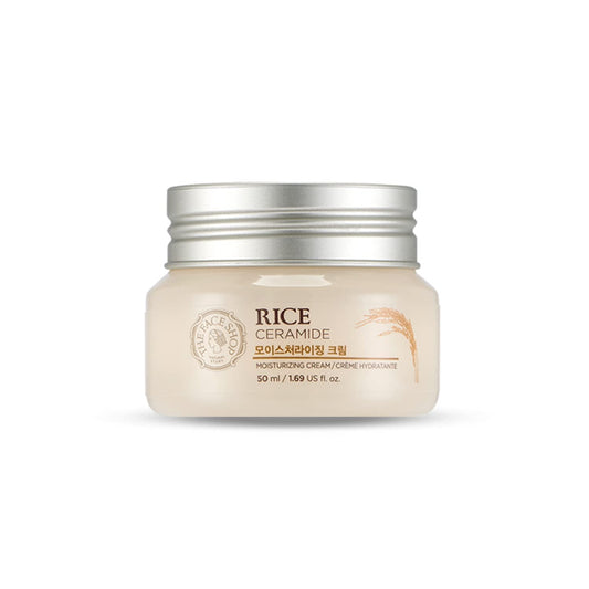 The Face Shop Rice Ceramide Moisturizing Cream | Rich Moisturizer for Long-lasting Smooth Absorbtion without Stickiness | Natural Moisturizer For Whitening & Skin Glowing, 1.69 fl oz, K-Beauty