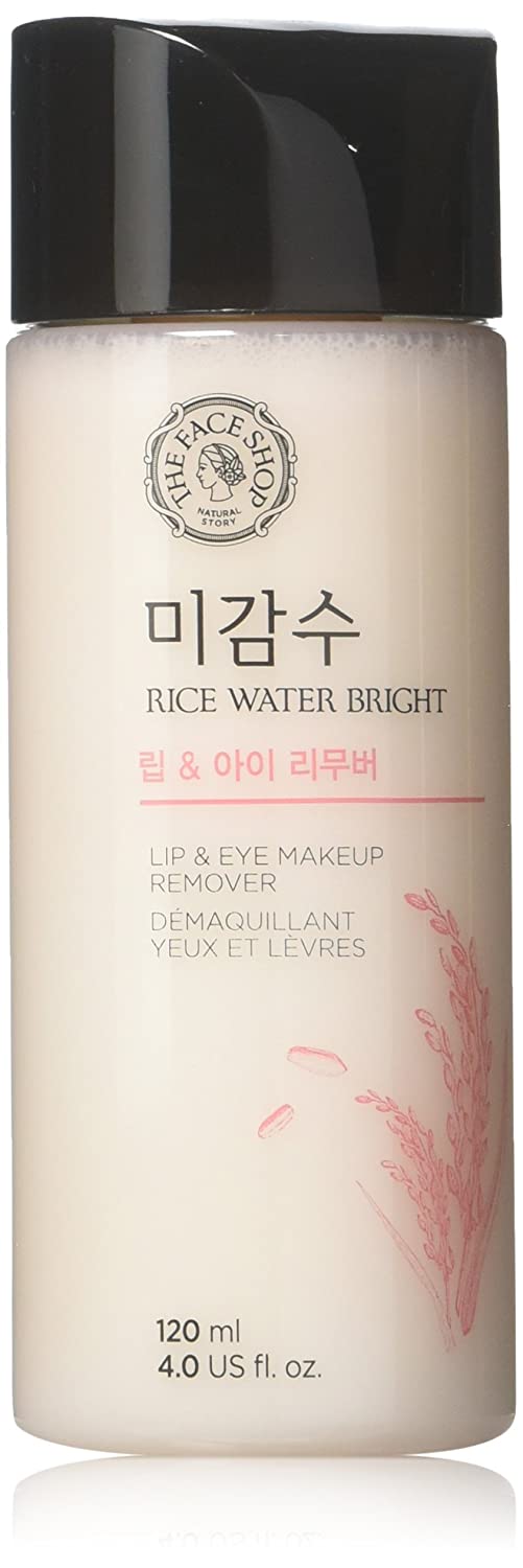 The Face Shop Oil-Free Liquid Eye Makeup Remover, Natural Rice Water Lipstick, Waterproof Mascara & Eyeliner Removal - 120 mL / 4 Oz, K-Beauty