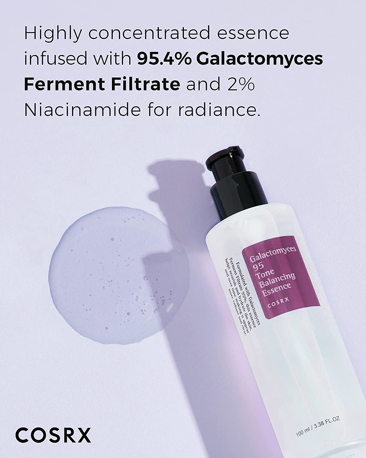 COSRX Galactomyces 95 Tone Balancing Essence, 100ml / 3.38 fl.oz | Galactomyces Ferment Filtrate 95% | Korean Skin Care, Cruelty Free, Paraben Free