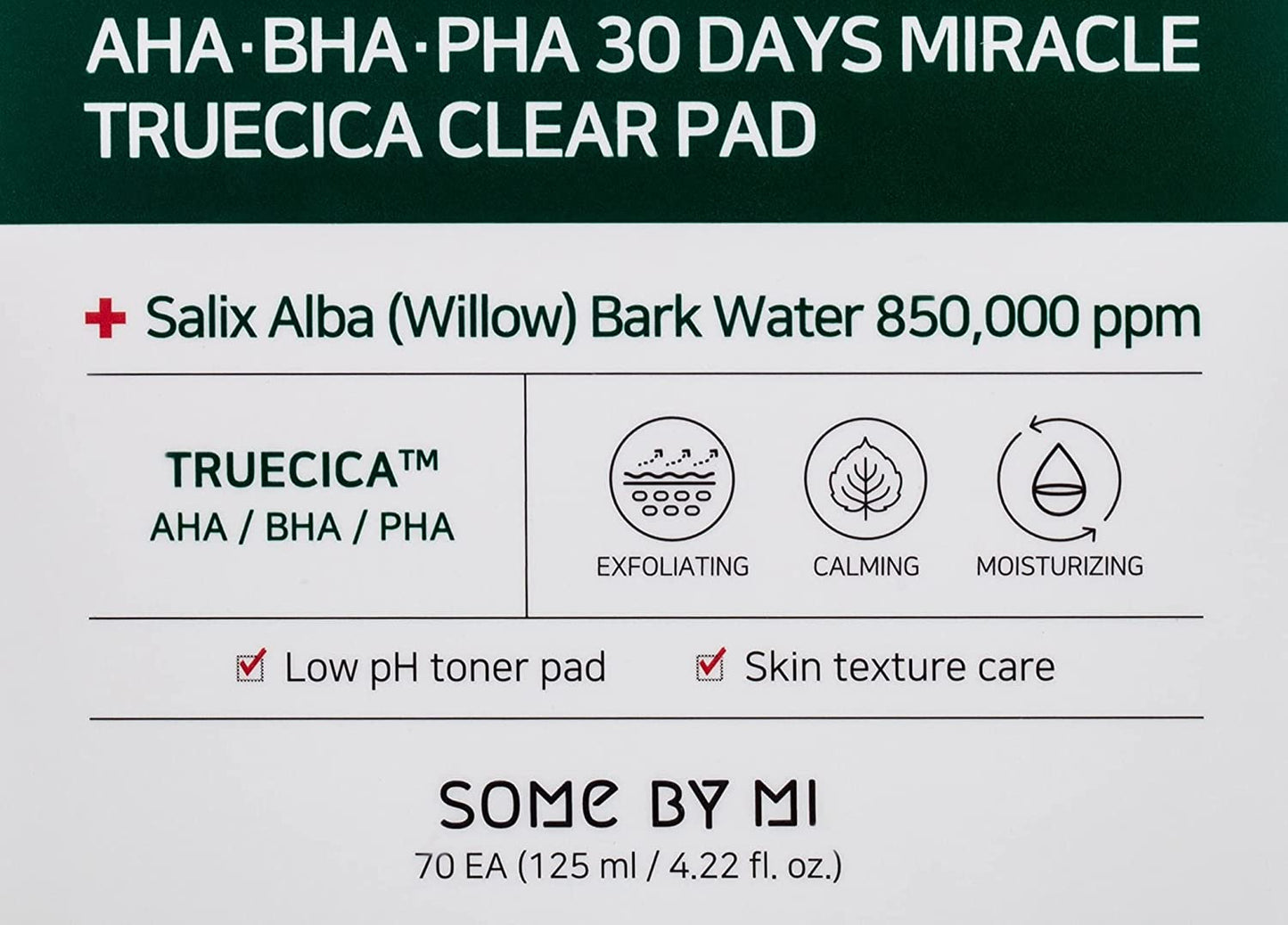 SOME BY MI AHA BHA PHA 30 Days Miracle Truecica Clear Pad / 70 Pads, 4.22Oz, 125ml