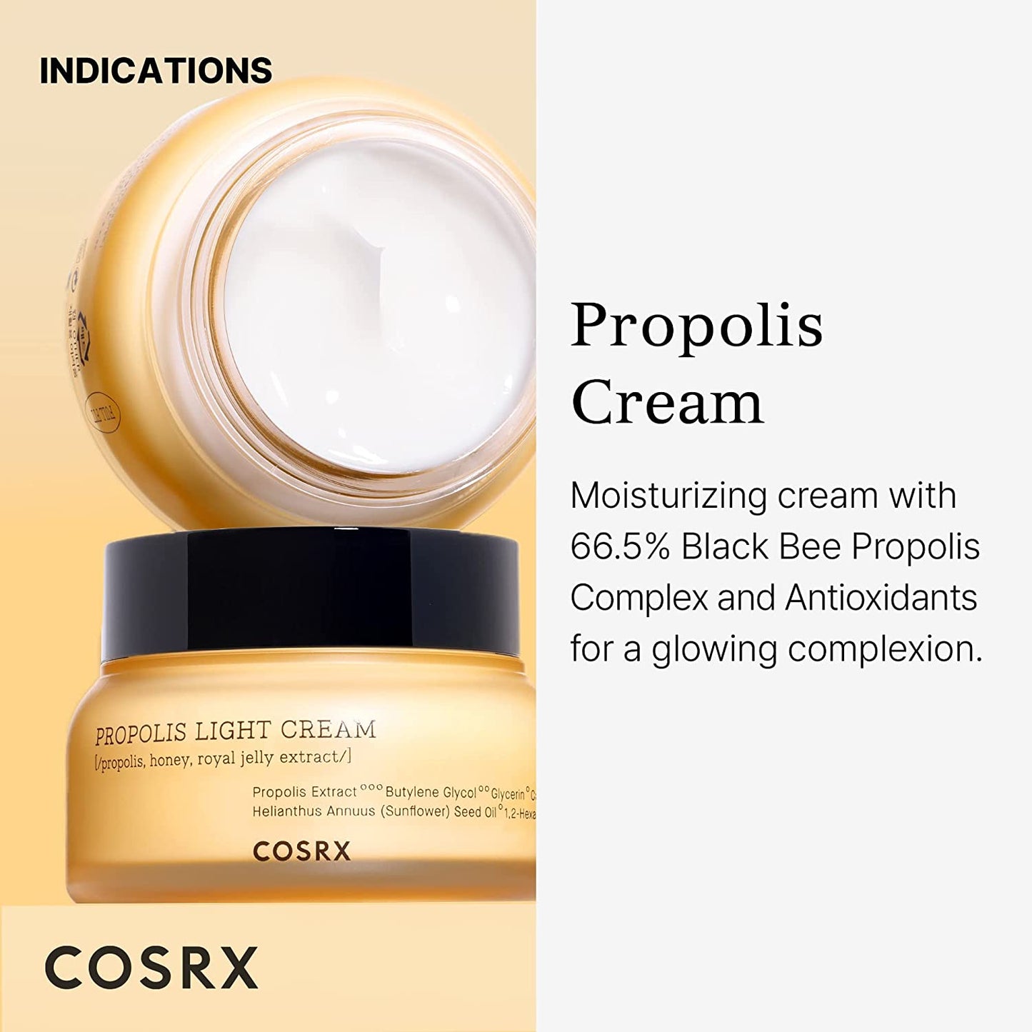 COSRX Propolis Cream, Hydrating Lightweight Face Moisturizer with 64.5% Propolis Extract, Nourish and Soften Dry Skin, 2.19 fl.oz / 65ml