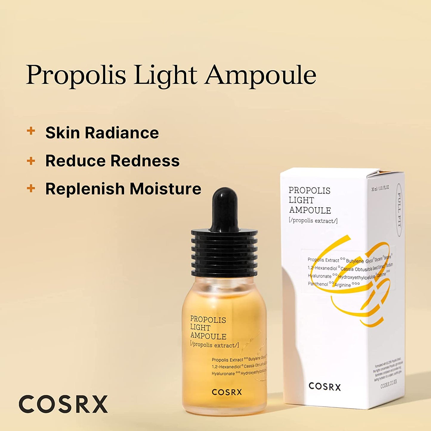 COSRX Propolis Ampoule, Glow Boosting Serum for Face with 73.5% Propolis Extract, 1.01 fl.oz / 30ml