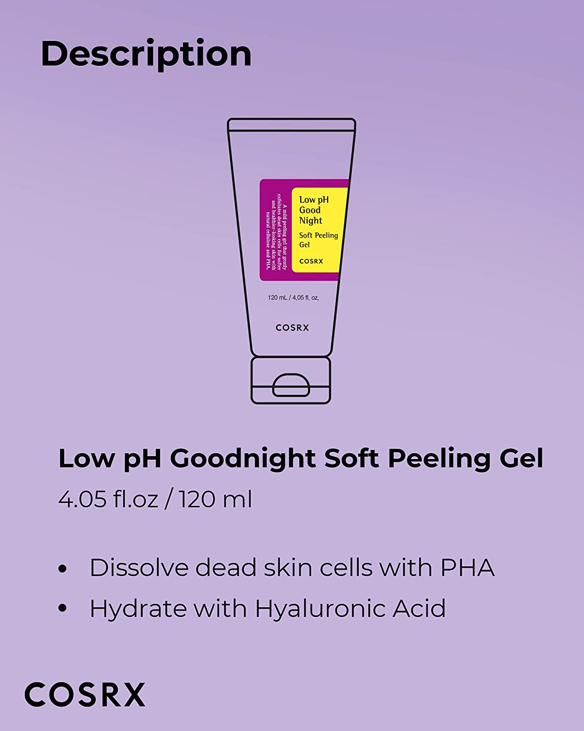 COSRX Low pH Good Night Soft Peeling Gel, 4.05 fl oz / 120ml