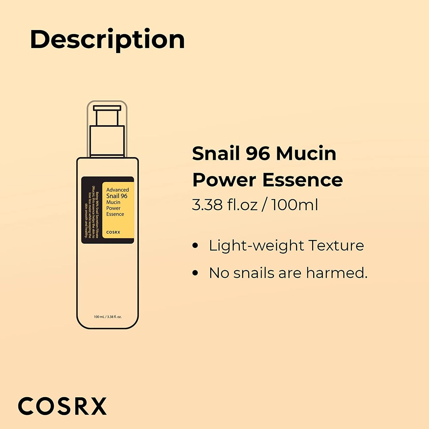 COSRX Snail Mucin 96% Power Repairing Essence 3.38 fl.oz, 100ml
