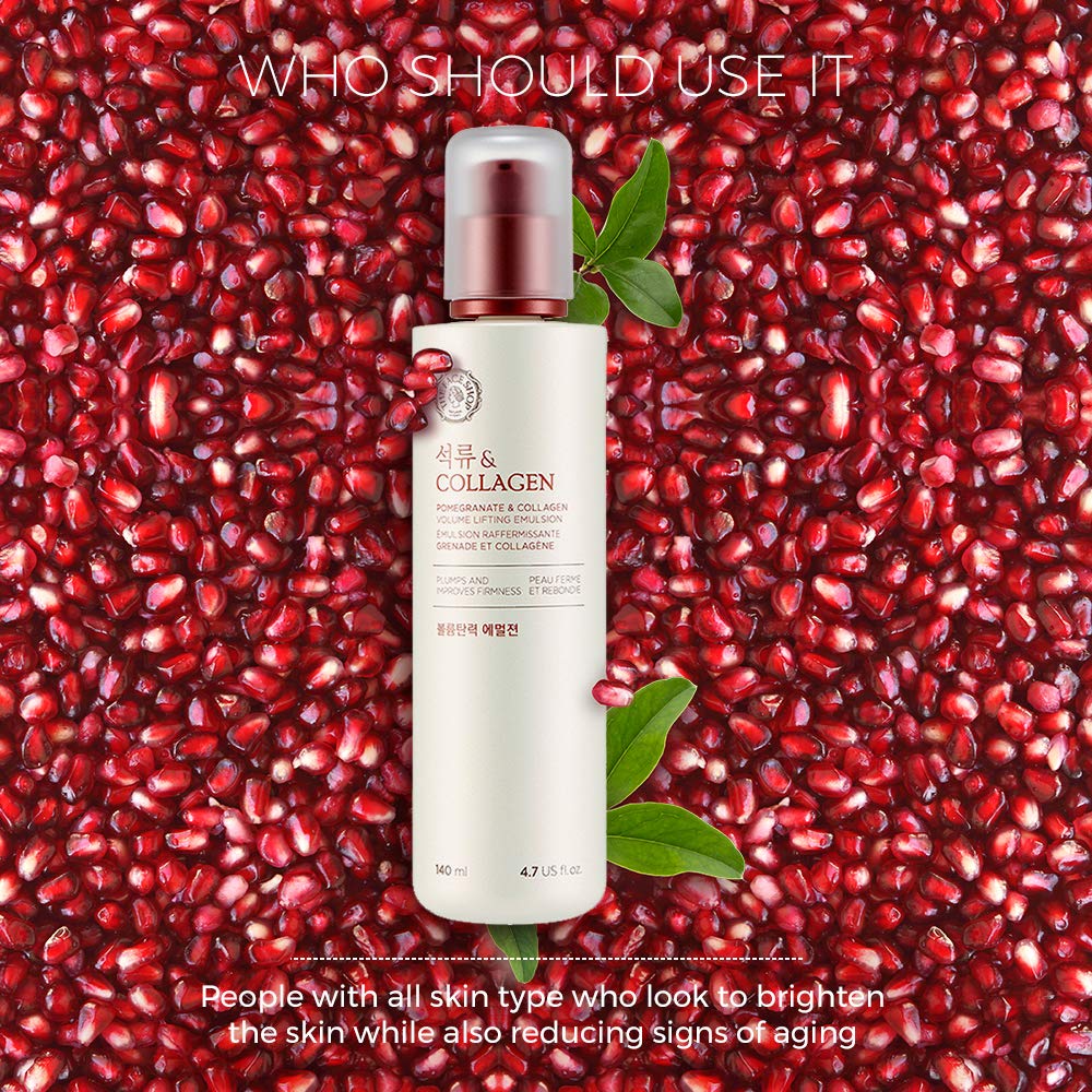 The Face Shop Pomegranate & Collagen Volume Lifting Emulsion | Deep Revitalizing Emulsion for Moisture Barrier Strengthening | Plump & Smoothen Your Skin, 4.7 Fl Oz